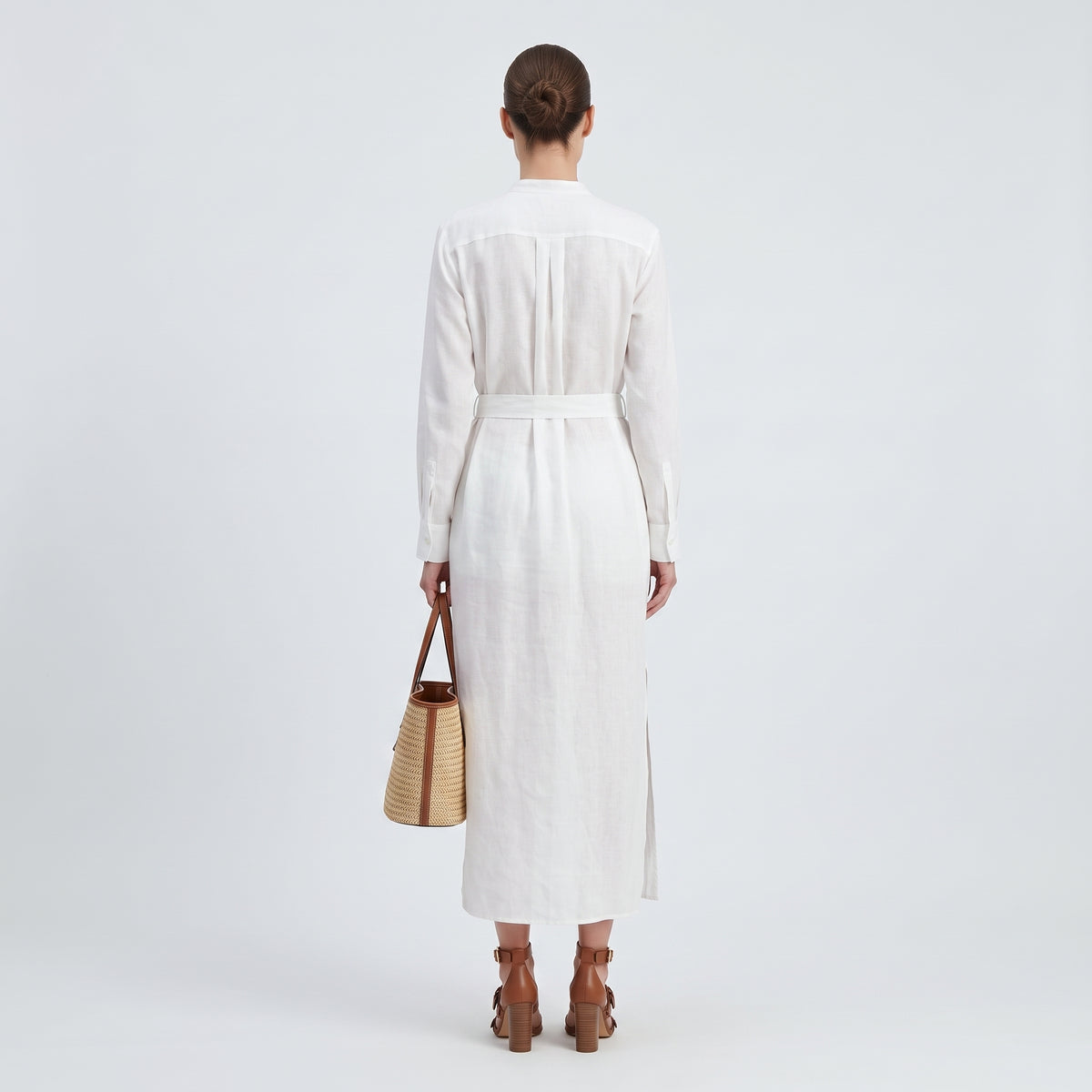 ALBERTA FERRETTI White Pleated Belted Shirt Dress - view 5