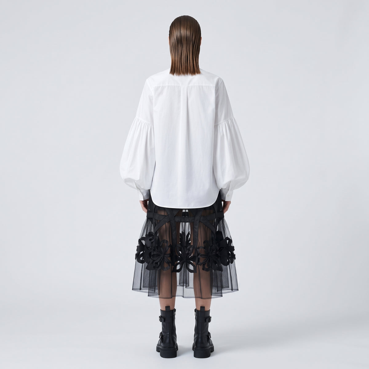 Dramatic Balloon Sleeve White Shirt