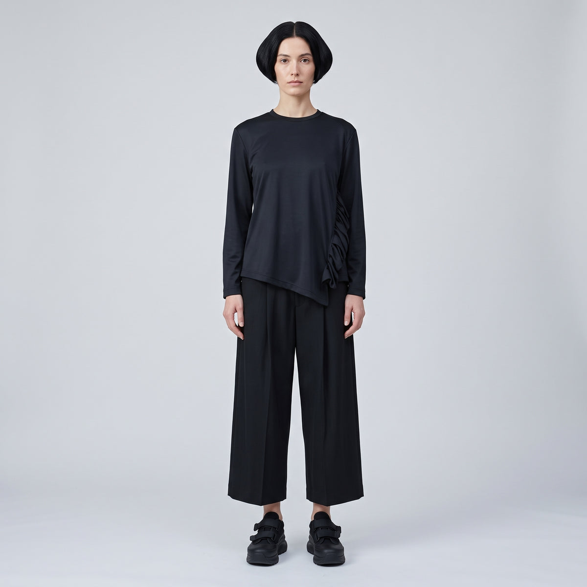 Asymmetric Ruffle Long Sleeve Top