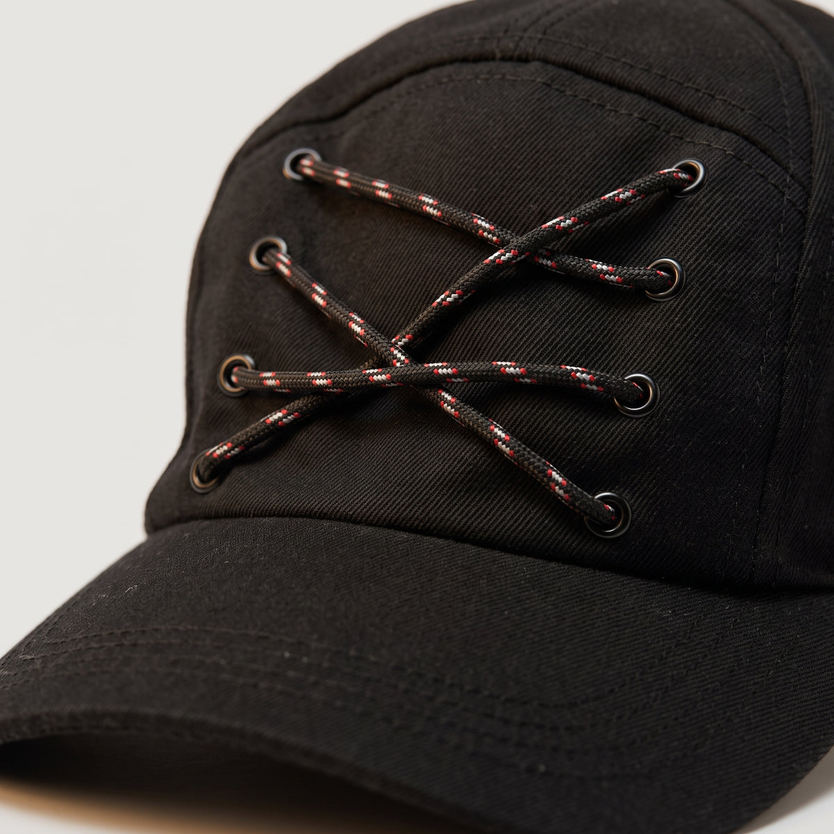 Lace-Up Detail Black Cap