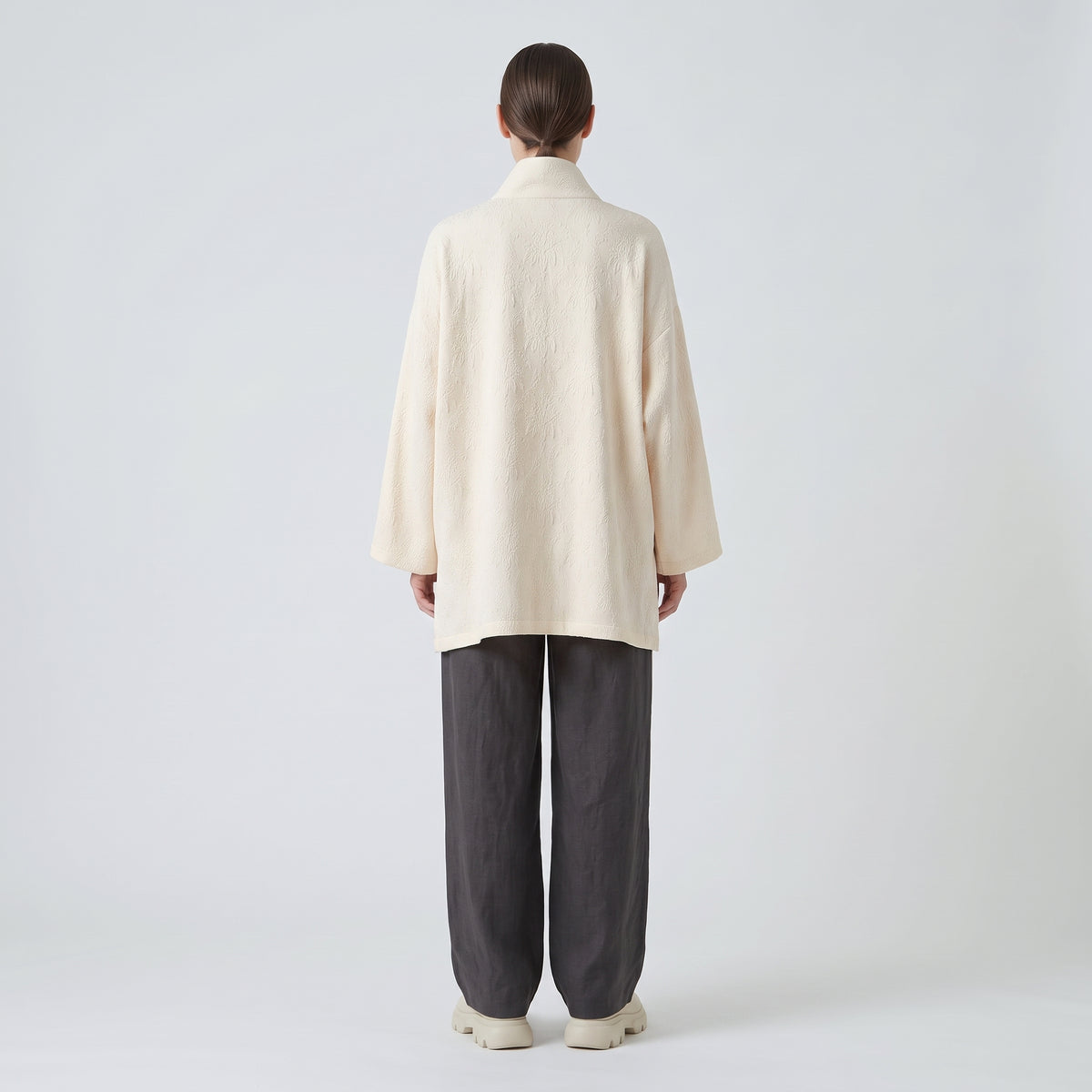 ESKANDAR Textured Oversized Mock Neck Shirt - view 5