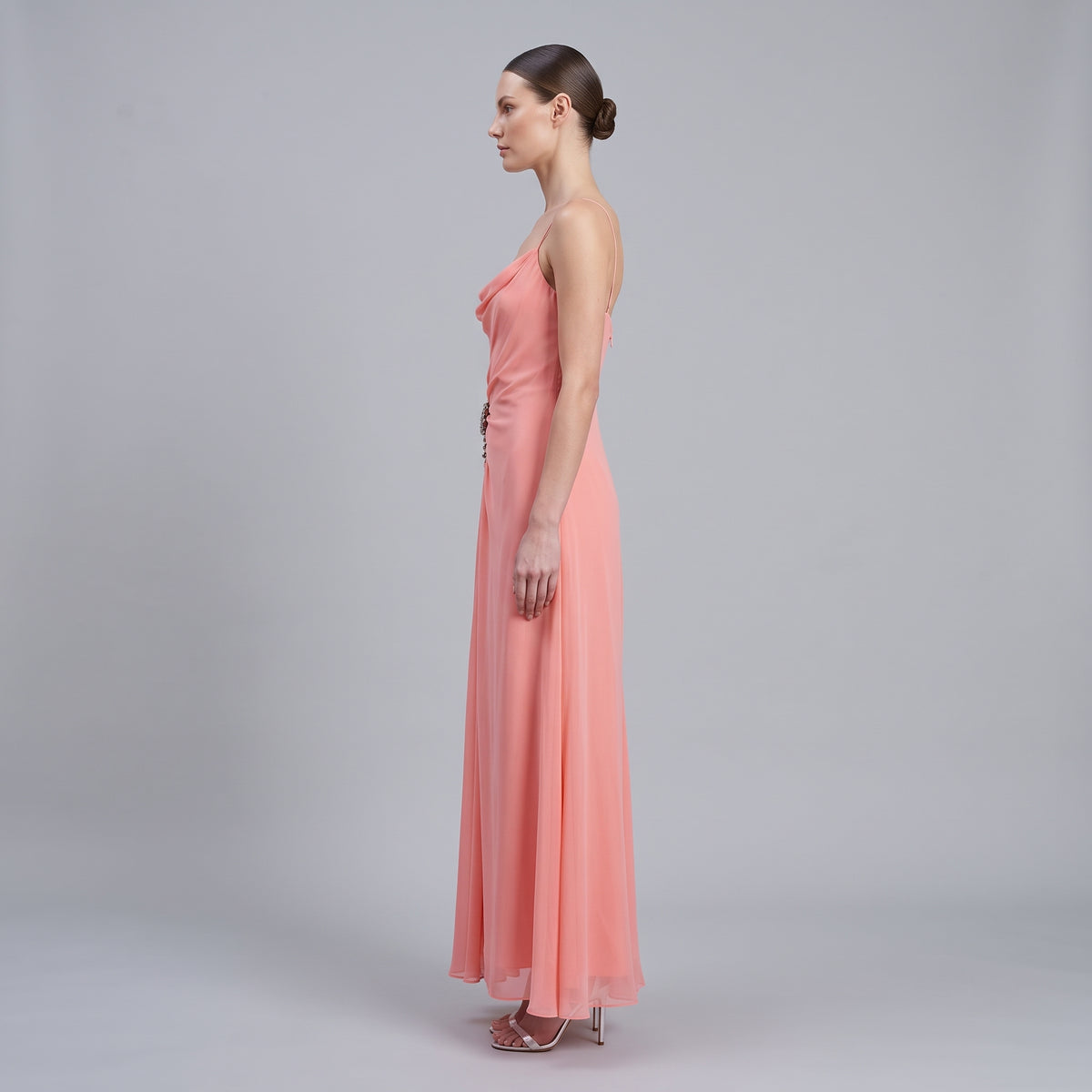 Draped Chiffon Evening Gown