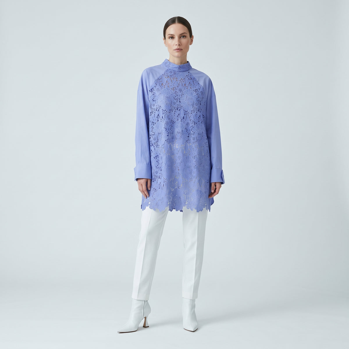 AKNVAS Floral Lace Mock Neck Tunic - view 3