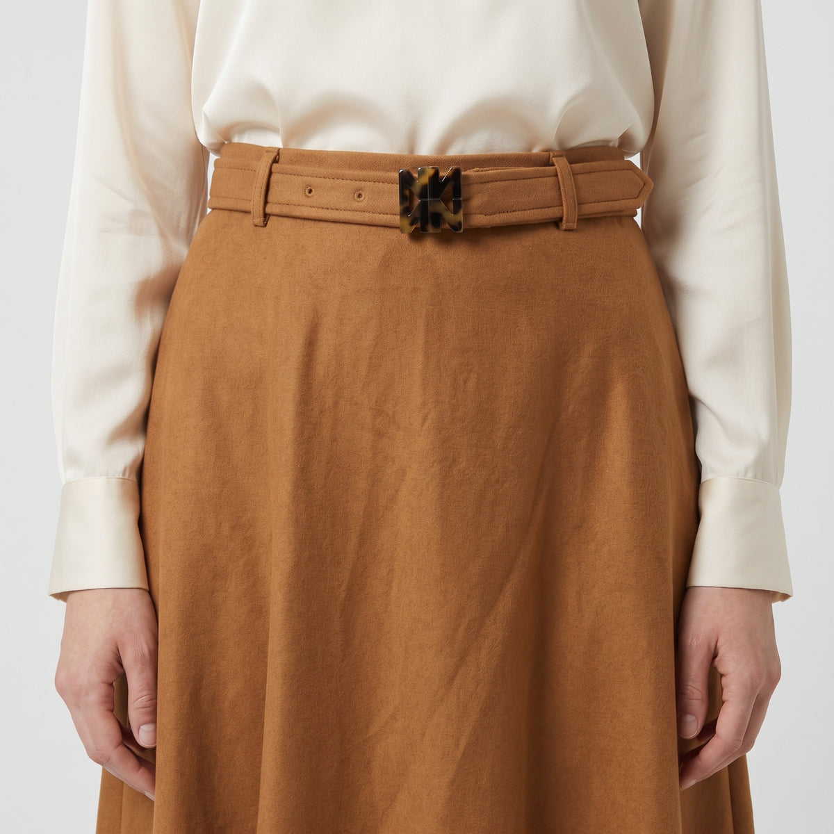 NATAN Belted Camel Wool Midi Skirt - view 6