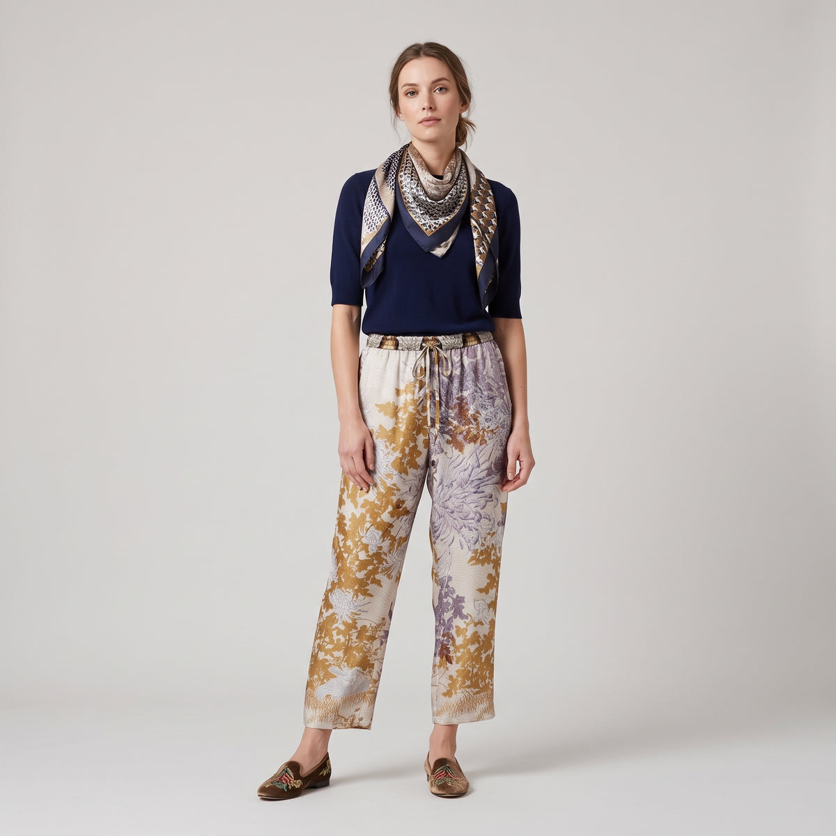 PIERRE LOUIS MASCIA Golden Brown Printed Trousers - view 3