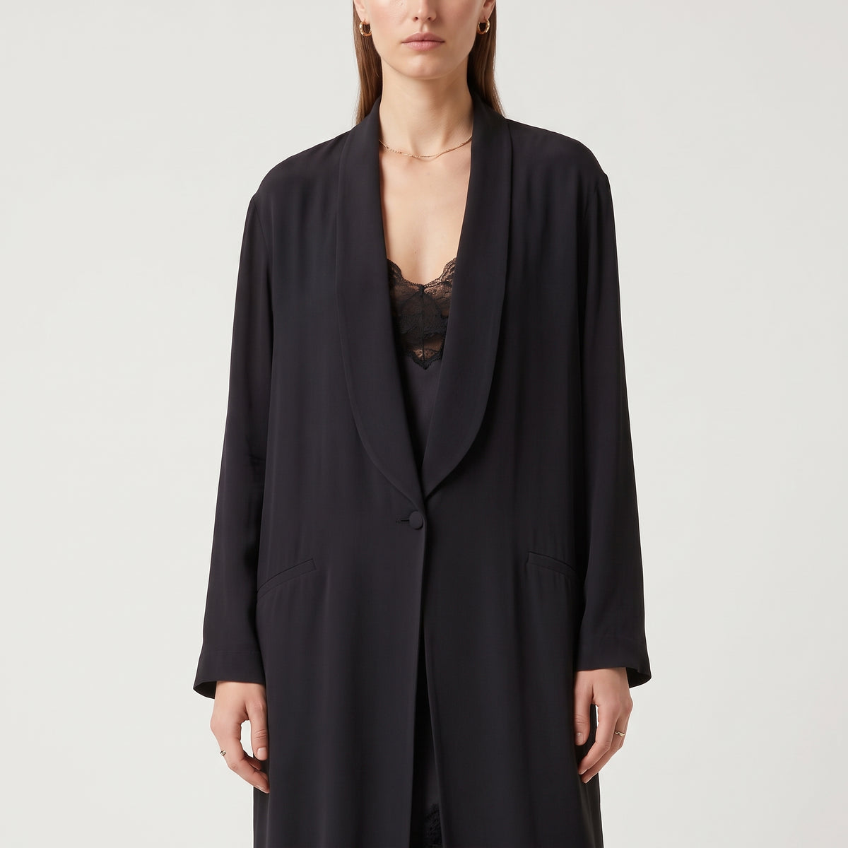 ALBERTA FERRETTI Elegant Longline Shawl Collar Jacket - view 2