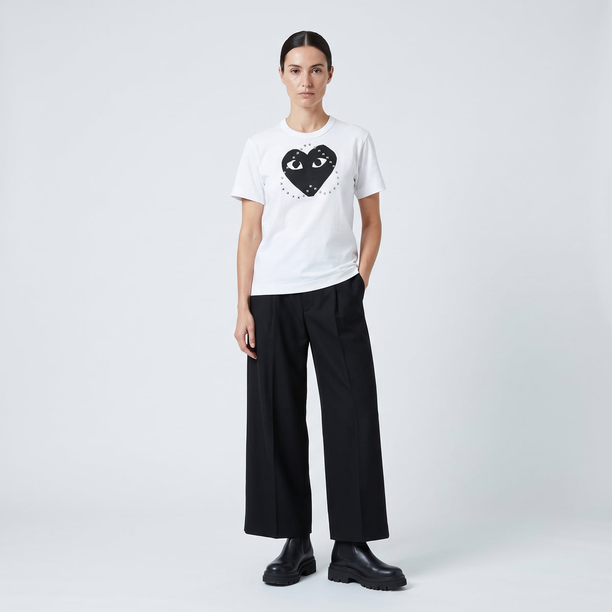 Studded Heart Cotton T-Shirt