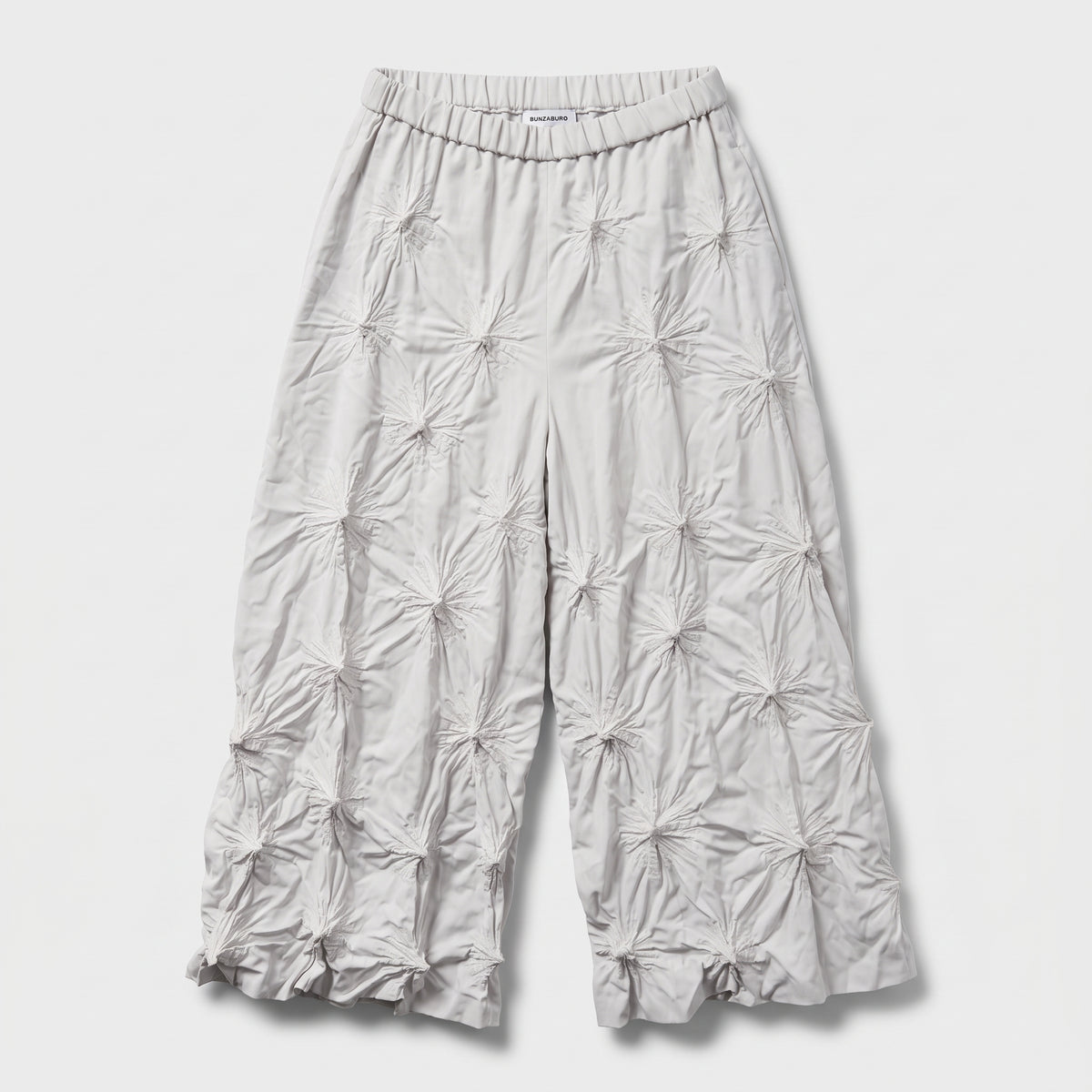 BUNZABURO Ivory Textured Wide Leg Pants