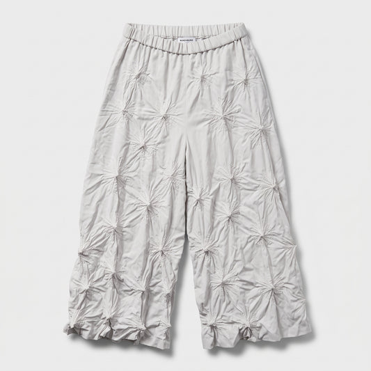 BUNZABURO Ivory Textured Wide Leg Pants
