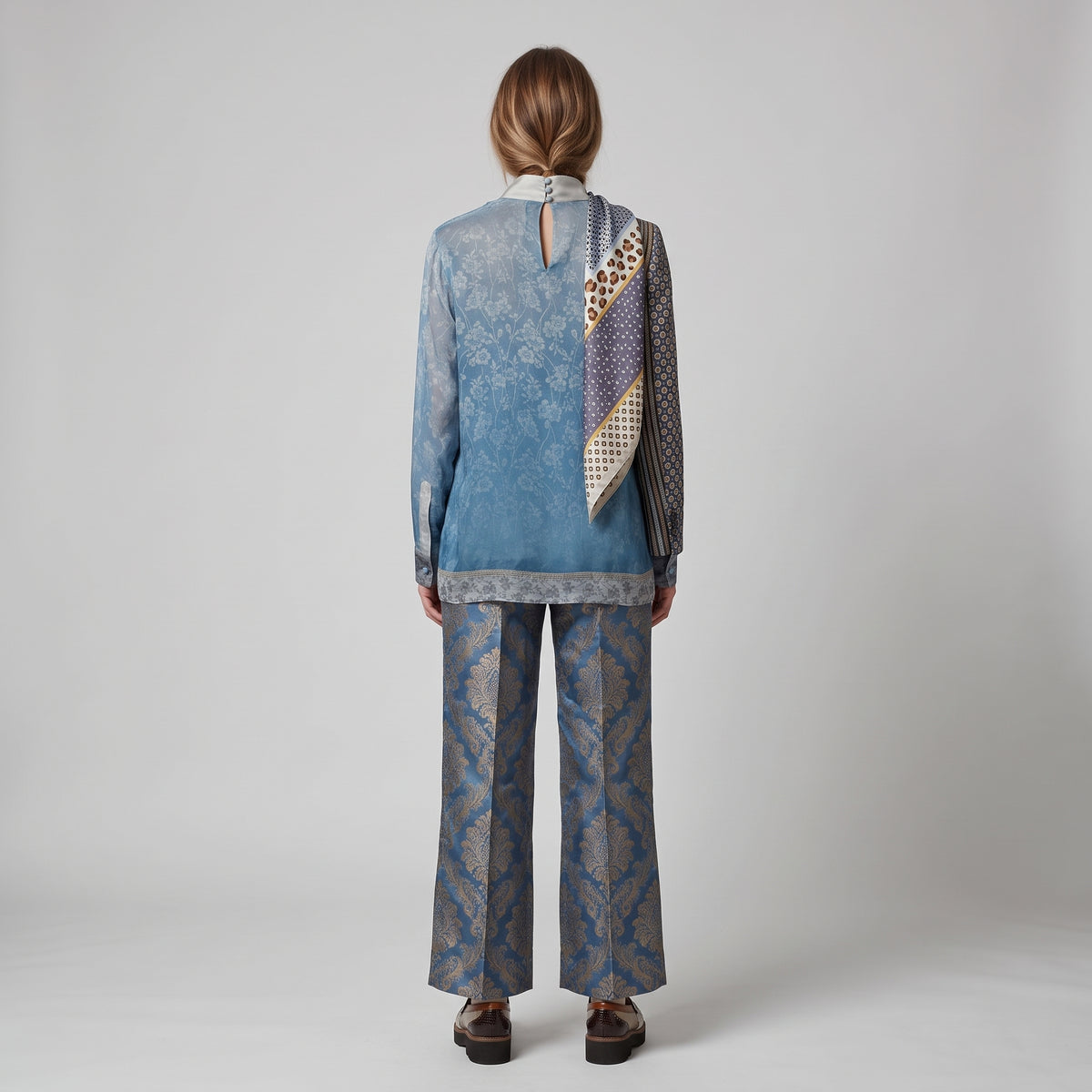 PIERRE LOUIS MASCIA Blue Butterfly Silk Blouse - view 5
