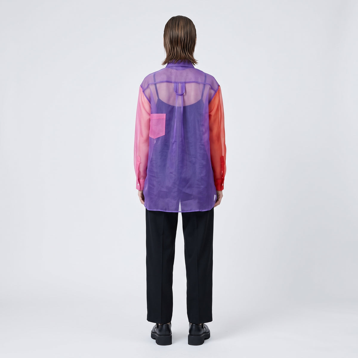 COMME DES GARCONS Sheer Colorblock Button-Up Shirt - view 5
