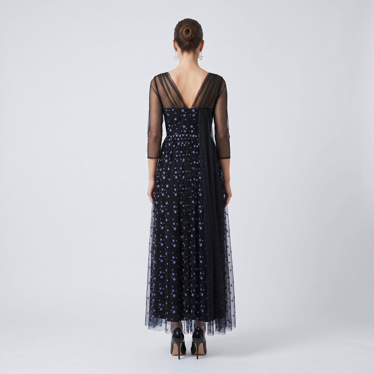 SOPHIA KAH Star Embroidered Tulle Midi Dress - view 5