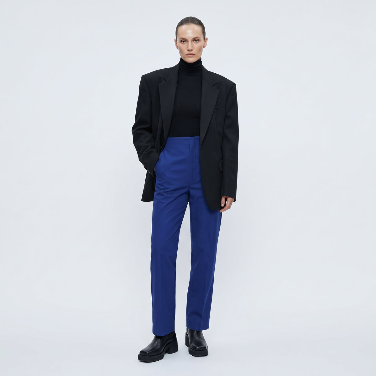 BALENCIAGA High-Waist Royal Blue Trousers - view 3