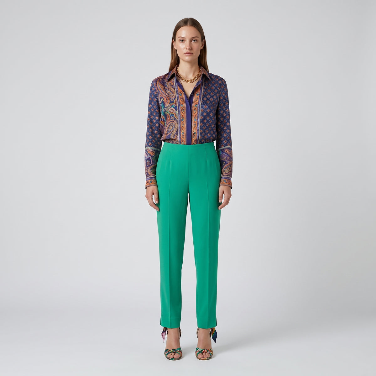 Tailored Green Crease Trousers