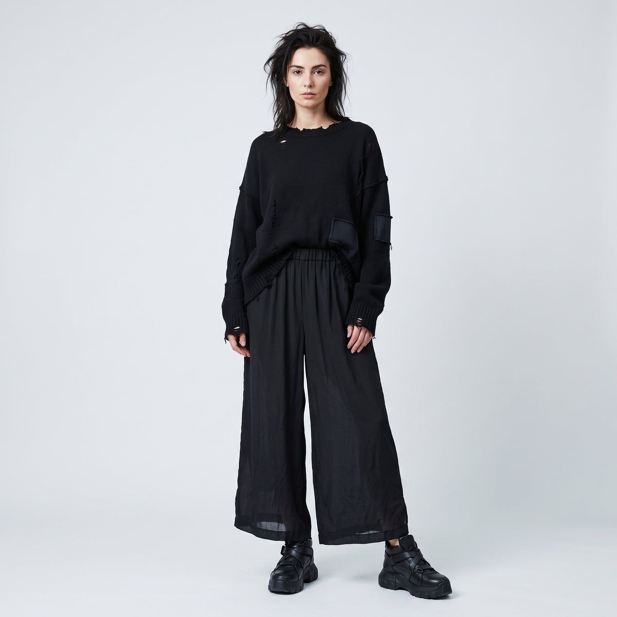 CDG CDG Wide-Leg Elastic Waist Trousers - view 3