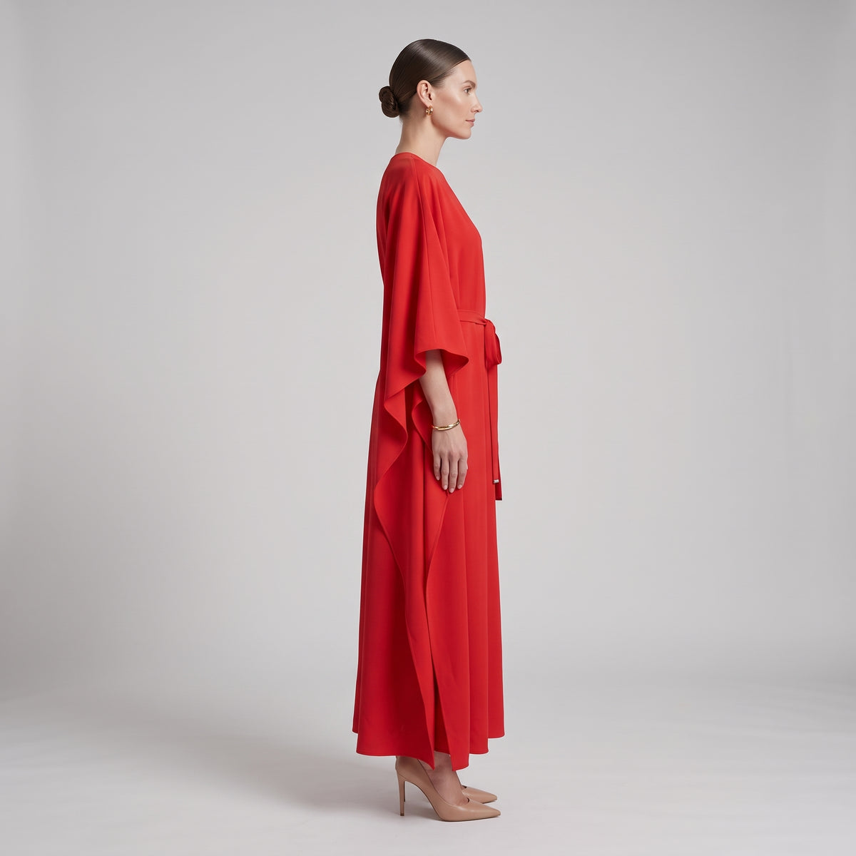NATAN Elegant Red Belted Kaftan Dress - view 3