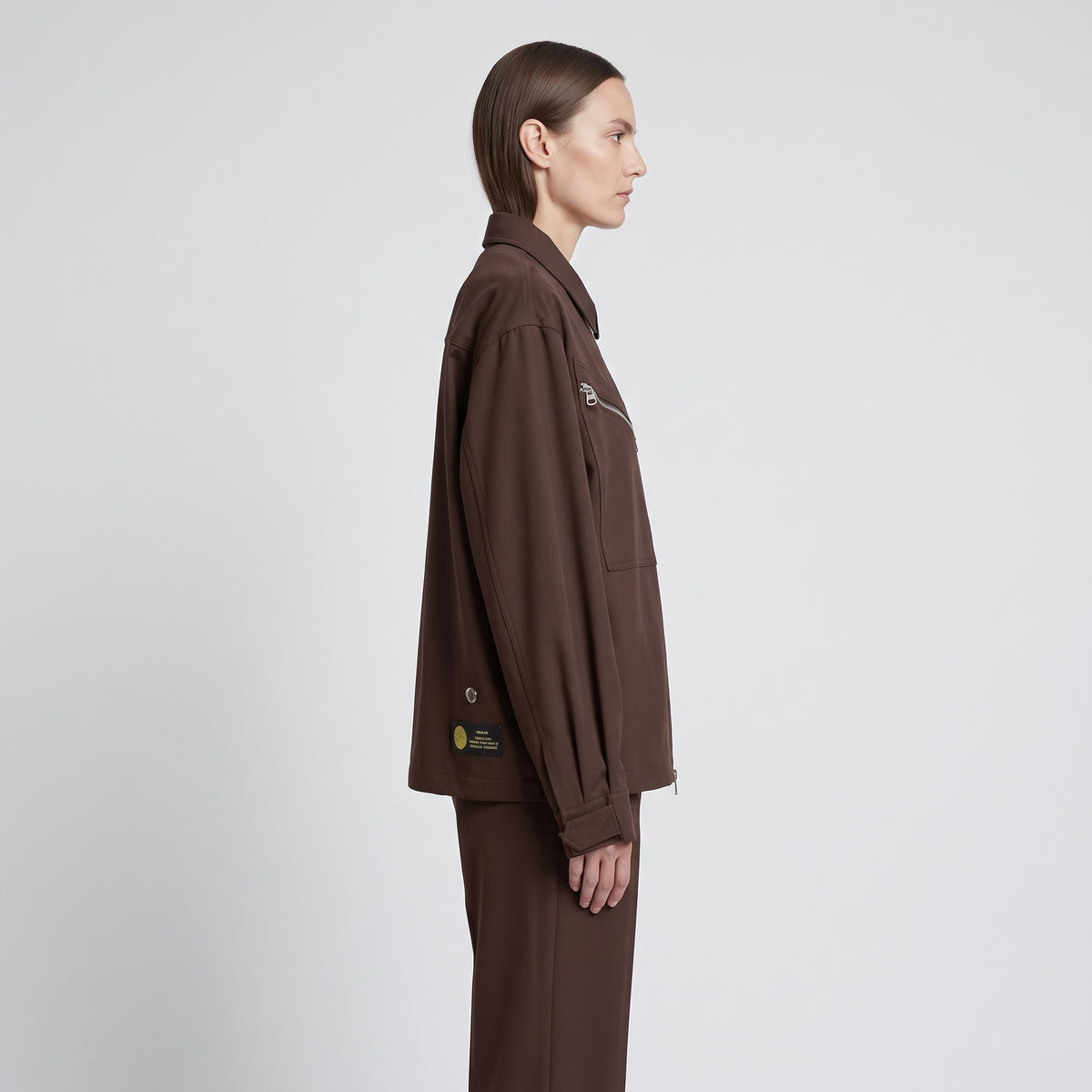 Zip-Up Utility Cotton Overshirt