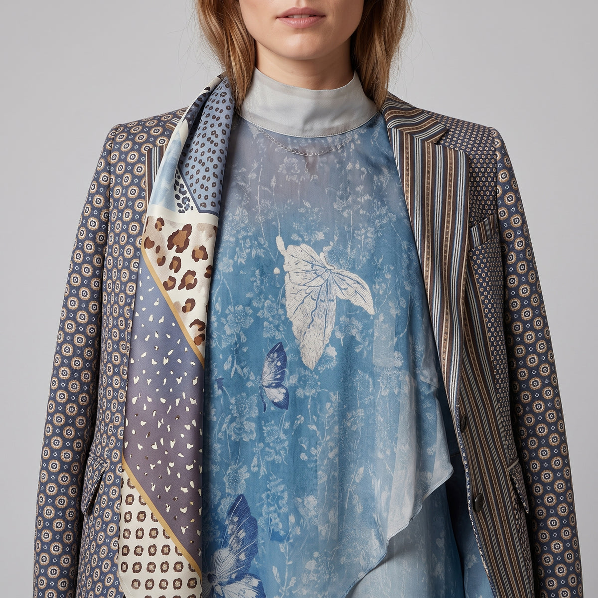 PIERRE LOUIS MASCIA Blue Butterfly Silk Blouse - view 2