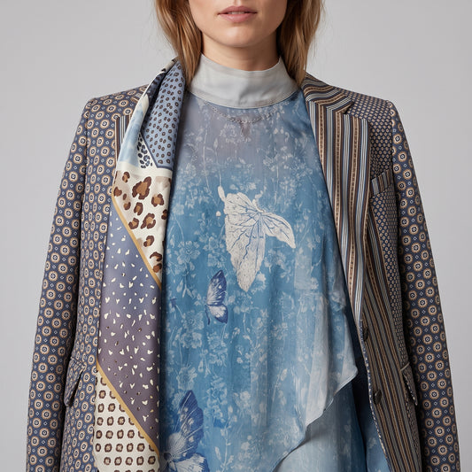 PIERRE LOUIS MASCIA Blue Butterfly Silk Blouse - view 2