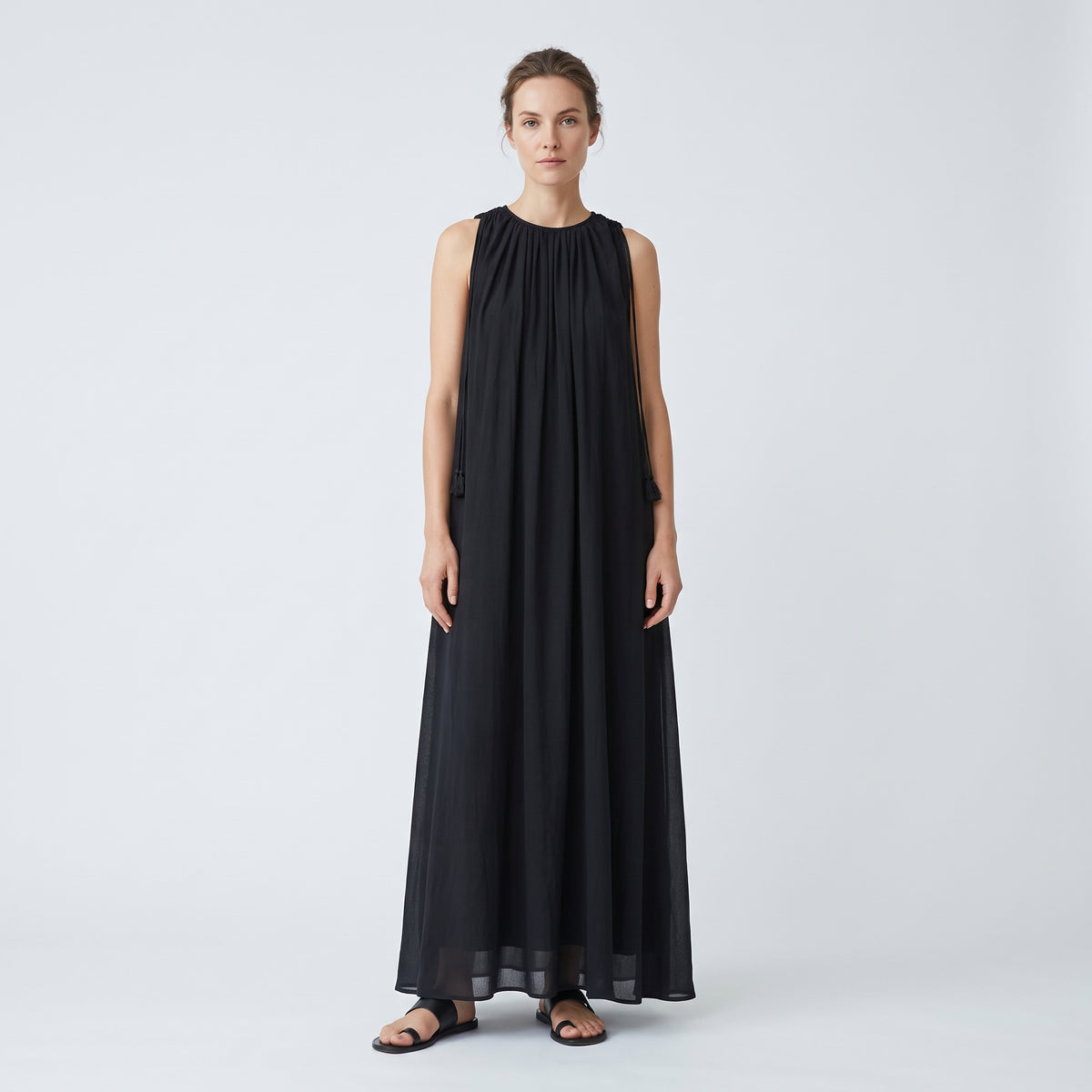 Sleeveless Gathered Maxi Dress
