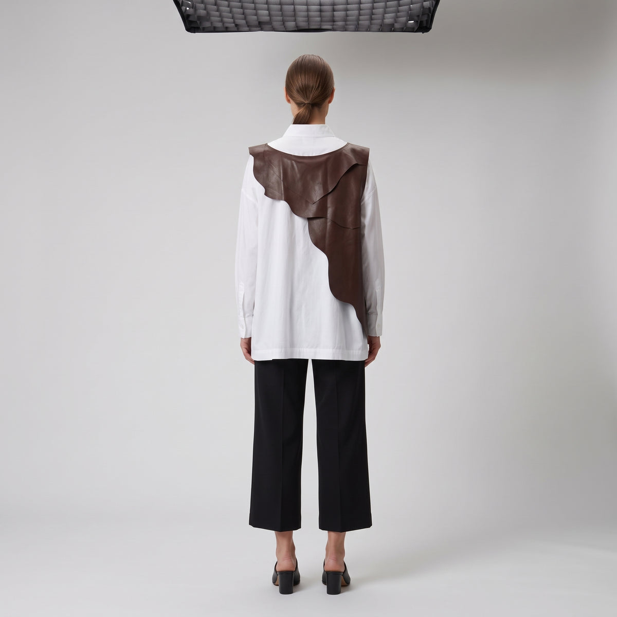 Architectural Brown Faux Leather Vest