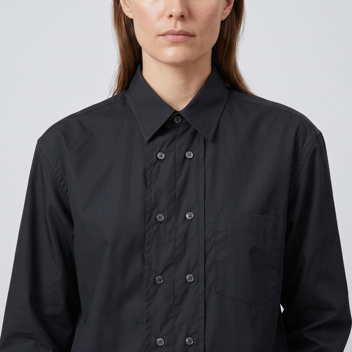 CDG SHIRT Double Button Placket Black Shirt - view 2