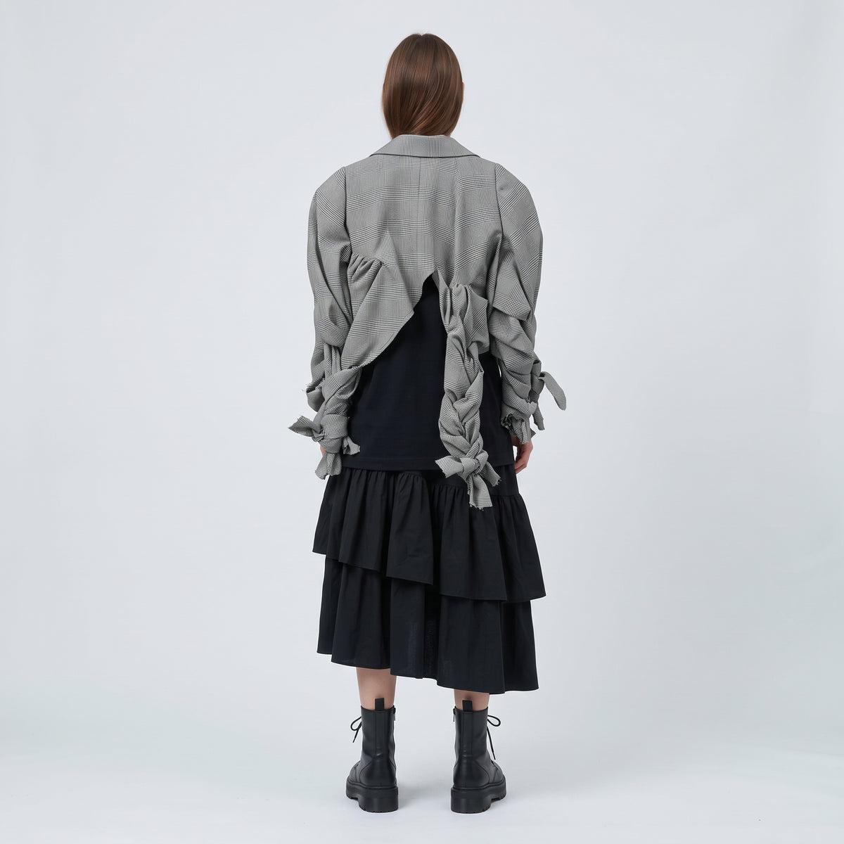 COMME DES GARCONS Deconstructed Plaid Cropped Jacket - view 5