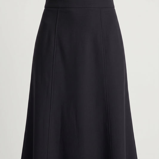 Elegant Black Paneled Midi Skirt