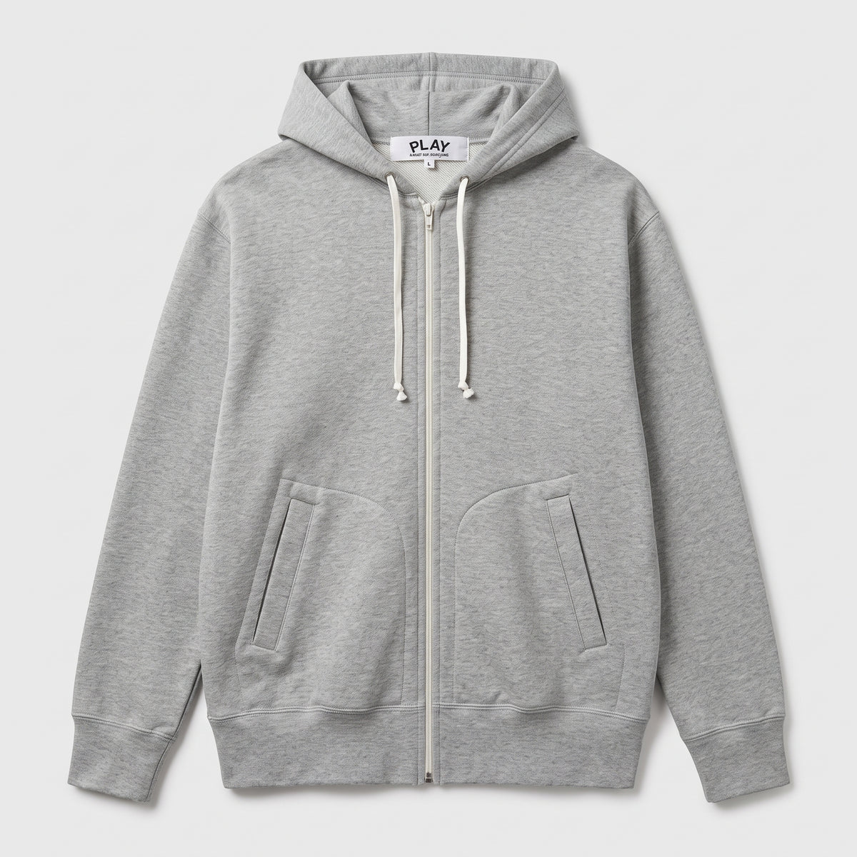 CDG PLAY Classic Grey Zip-Up Hoodie