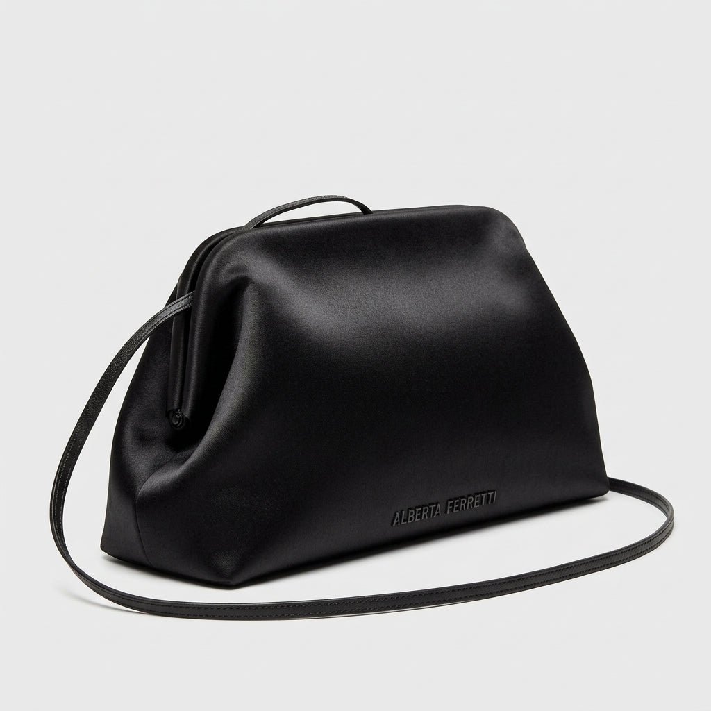 Minimalist Black Leather Clutch Bag
