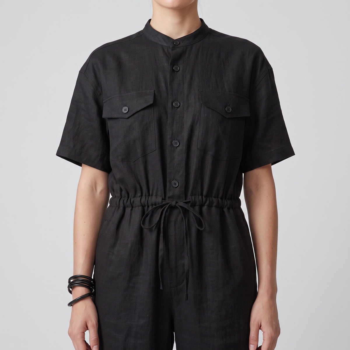 HYKE Black Short Sleeve Utility Jumpsuit - view 2