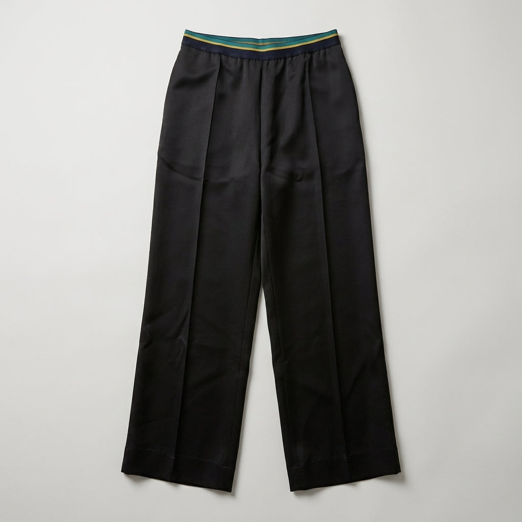 PLAN C Striped Waistband Wide Leg Trousers
