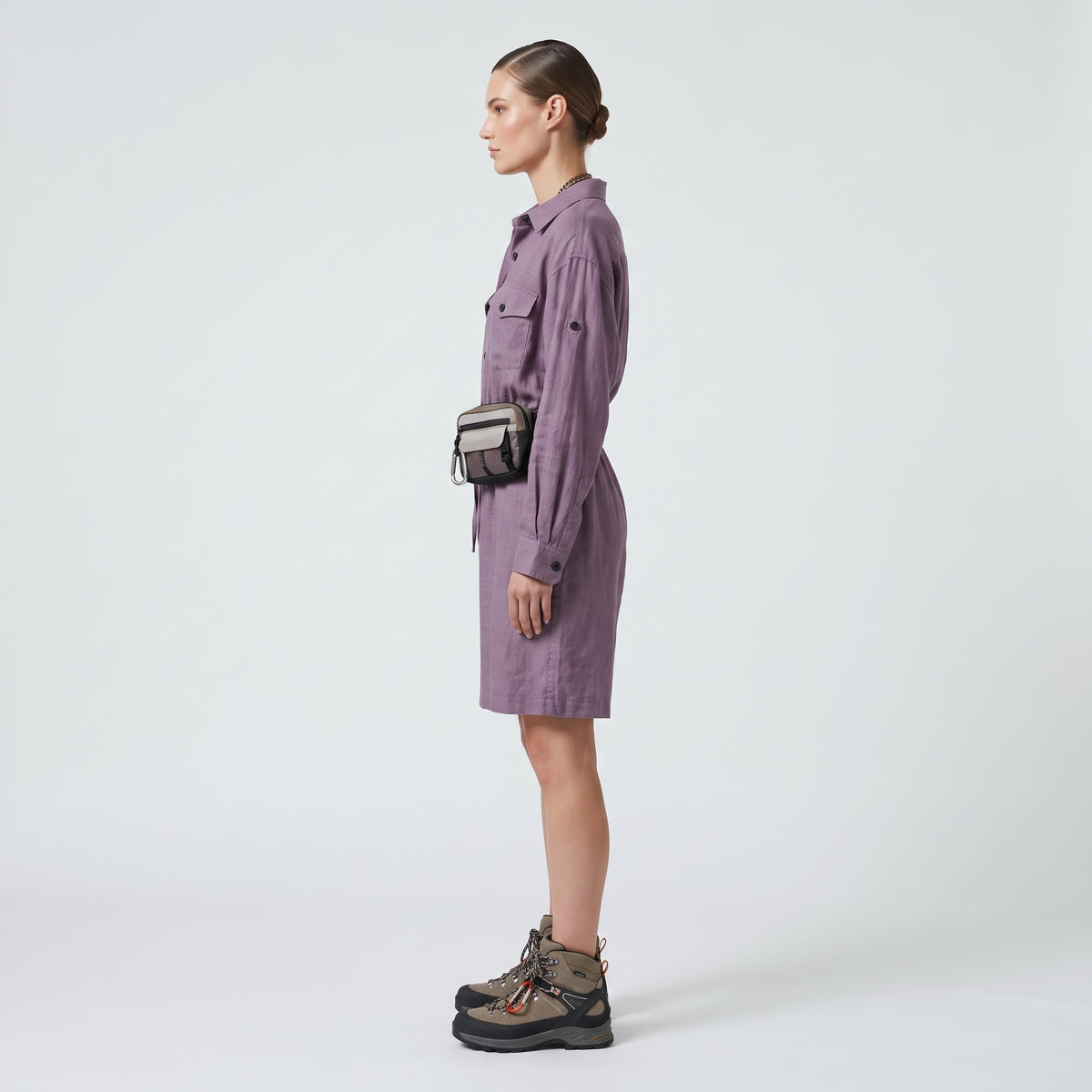 HYKE Linen Drawstring Utility Jumpsuit - view 4