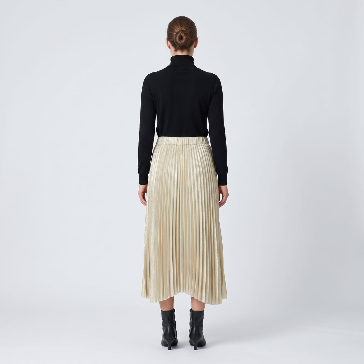 DUSAN Pleated Metallic Midi Skirt - view 5