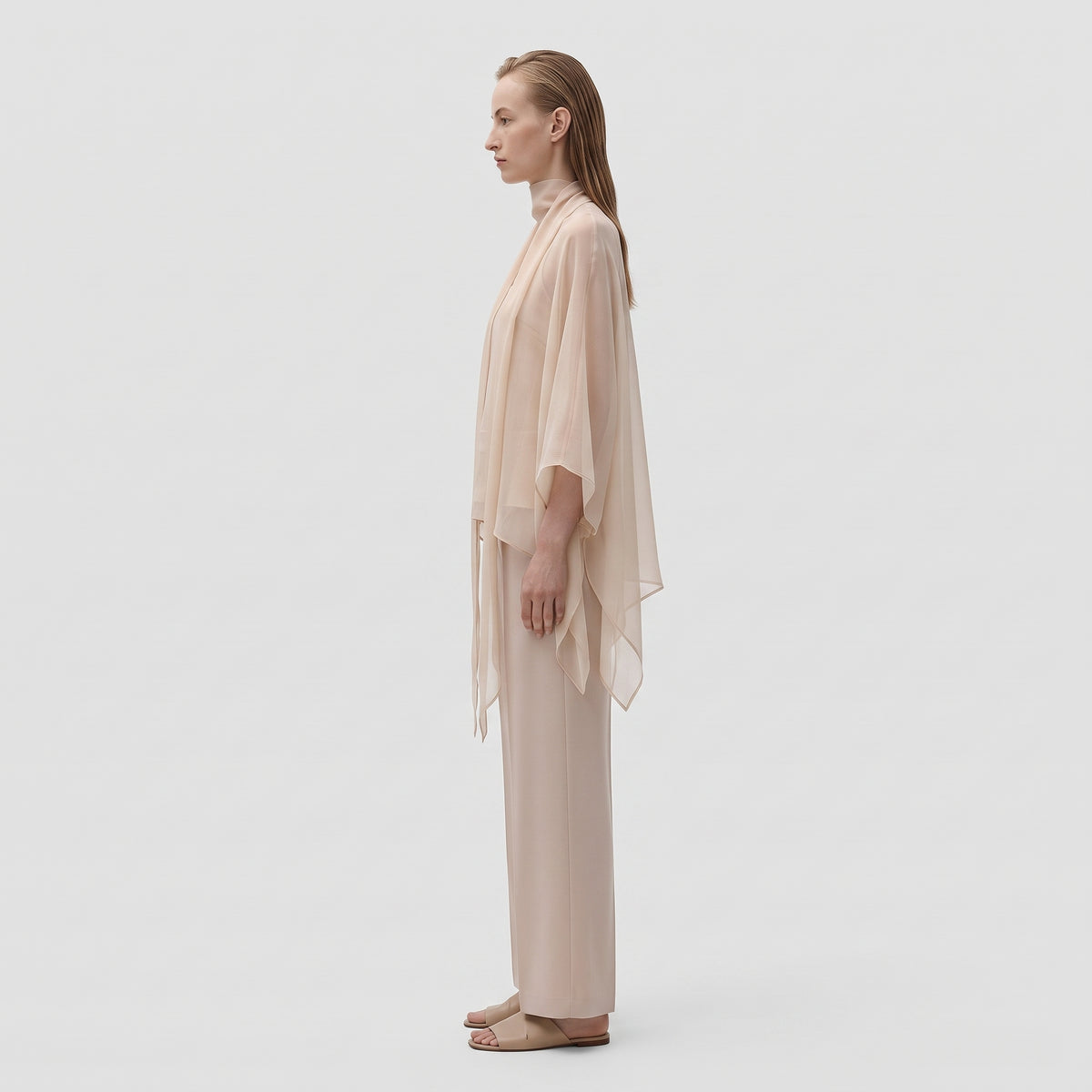Powder Pink Chiffon Cape Top