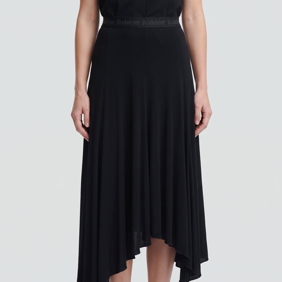 Asymmetric Fluid Jersey Skirt