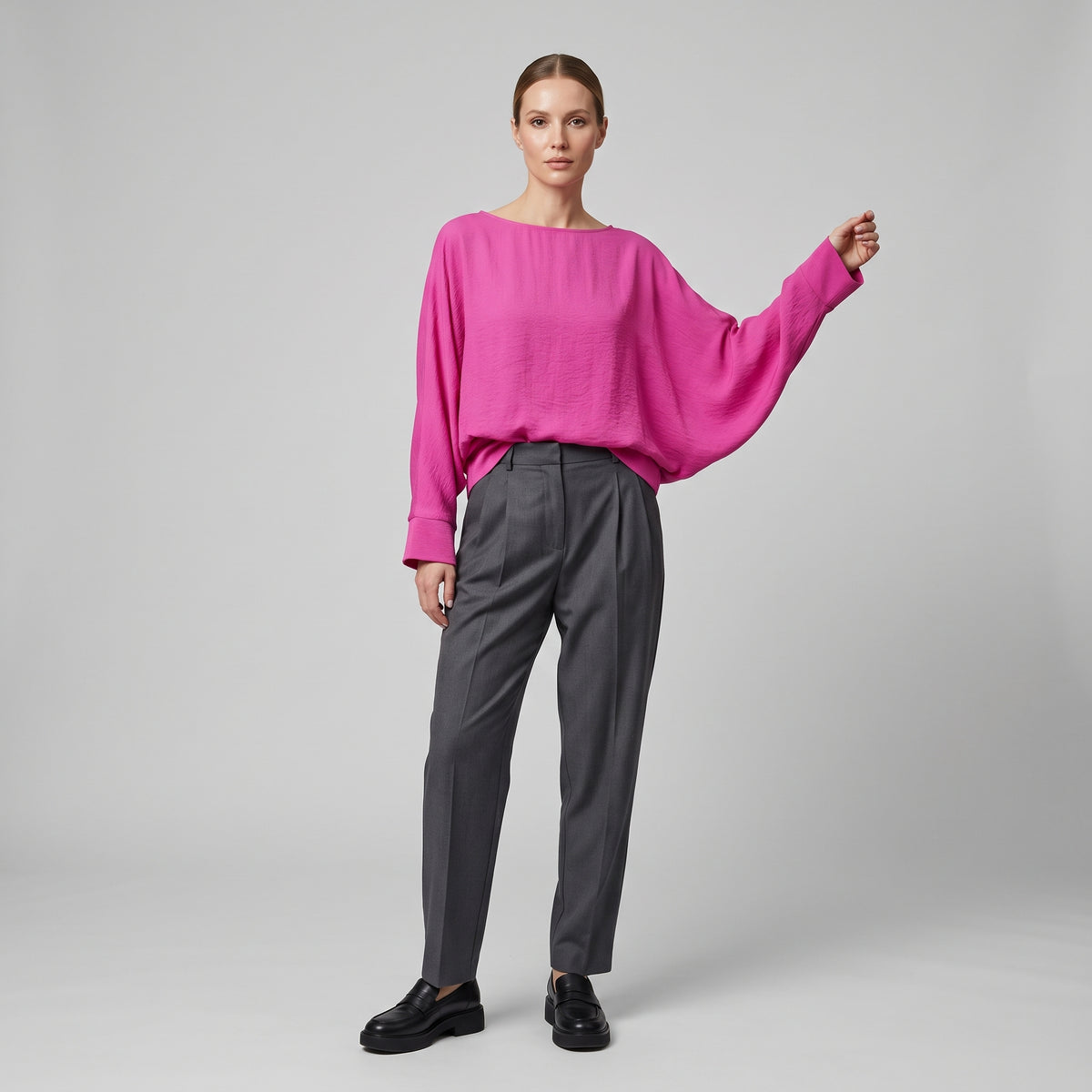 Magenta Oversized Boatneck Top