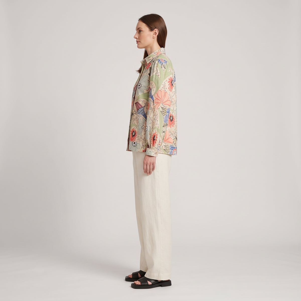 Coral Floral Shirt Jacket