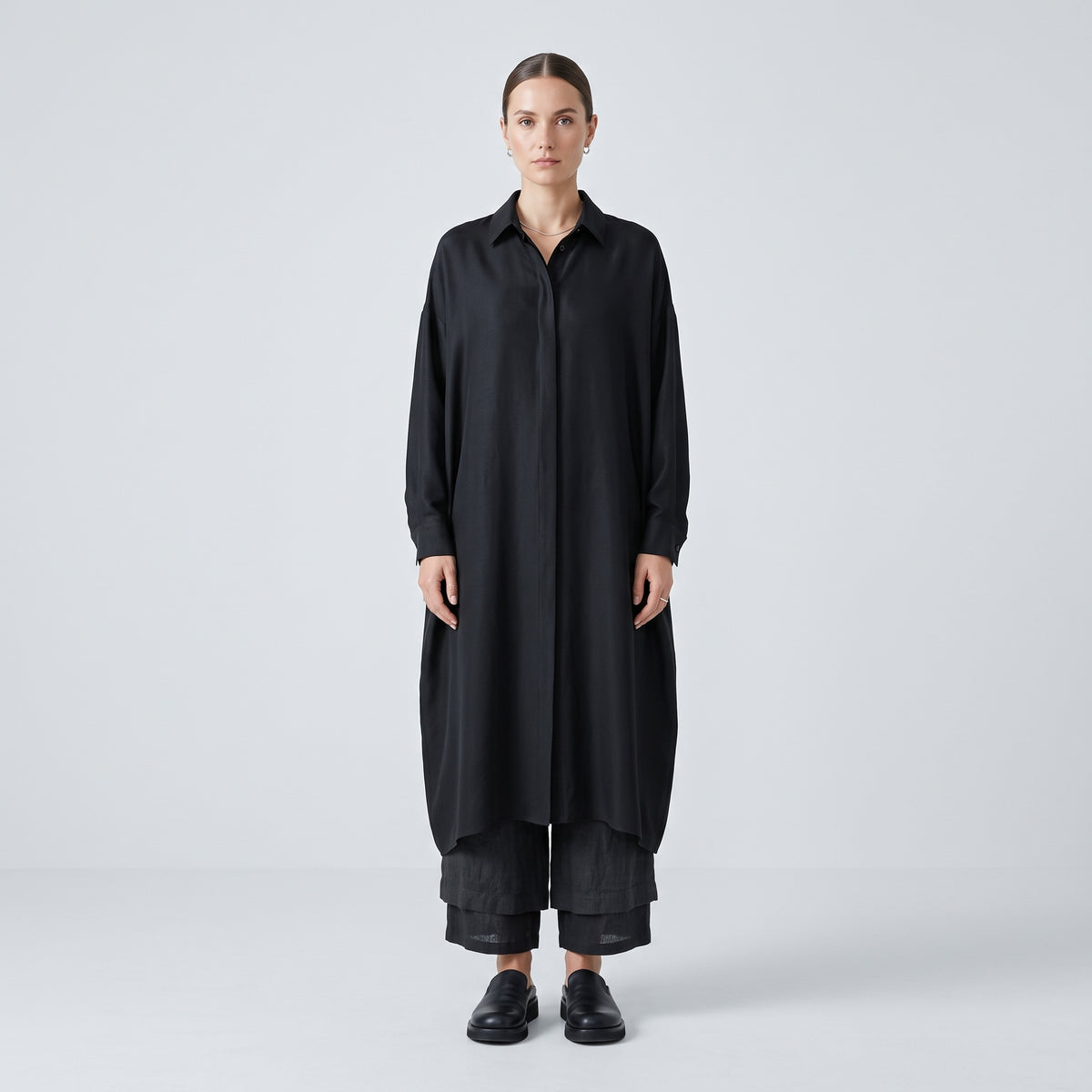 Oversized Longline Black Shirt
