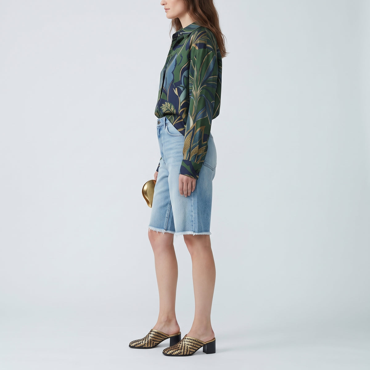 DRIES VAN NOTEN Light Wash Denim Raw-Hem Shorts - view 4