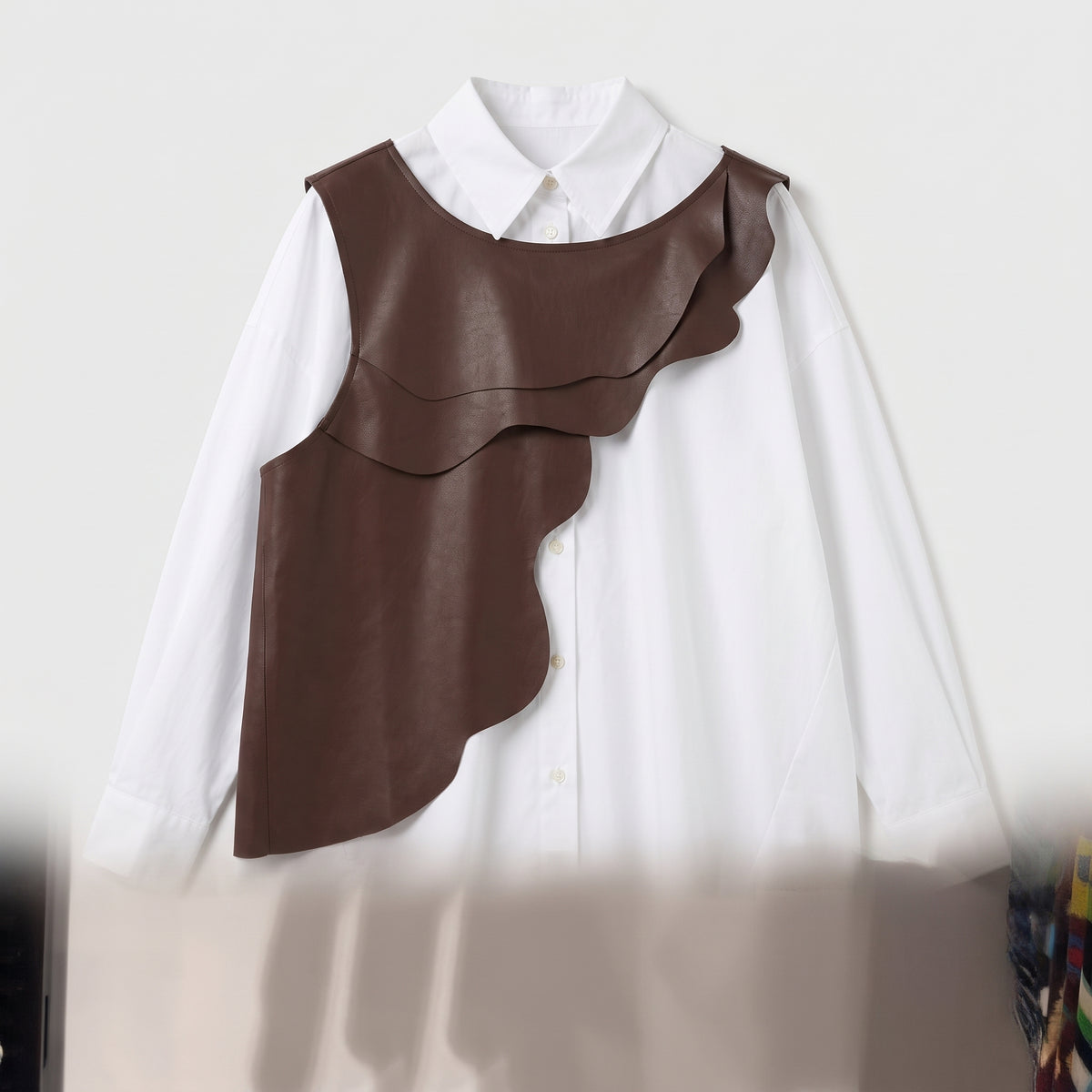 Architectural Brown Faux Leather Vest