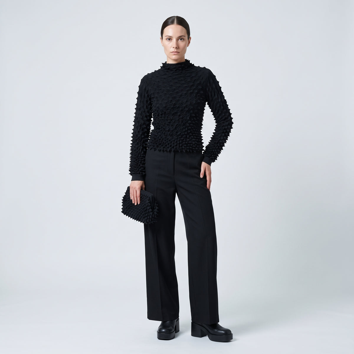 BUNZABURO Textured Shibori Mock Neck Blouse - view 3
