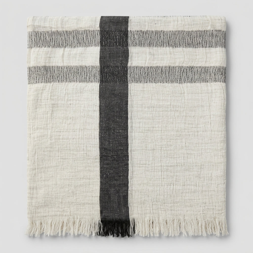 ISSEY MIYAKE Linen Wool Striped Stole