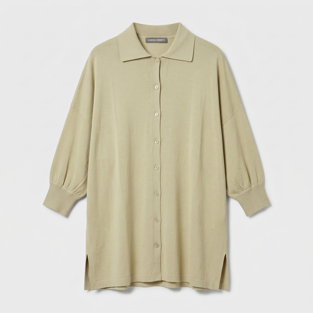 ALBERTA FERRETTI Beige Button Down Knit Top