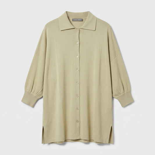 ALBERTA FERRETTI Beige Button Down Knit Top