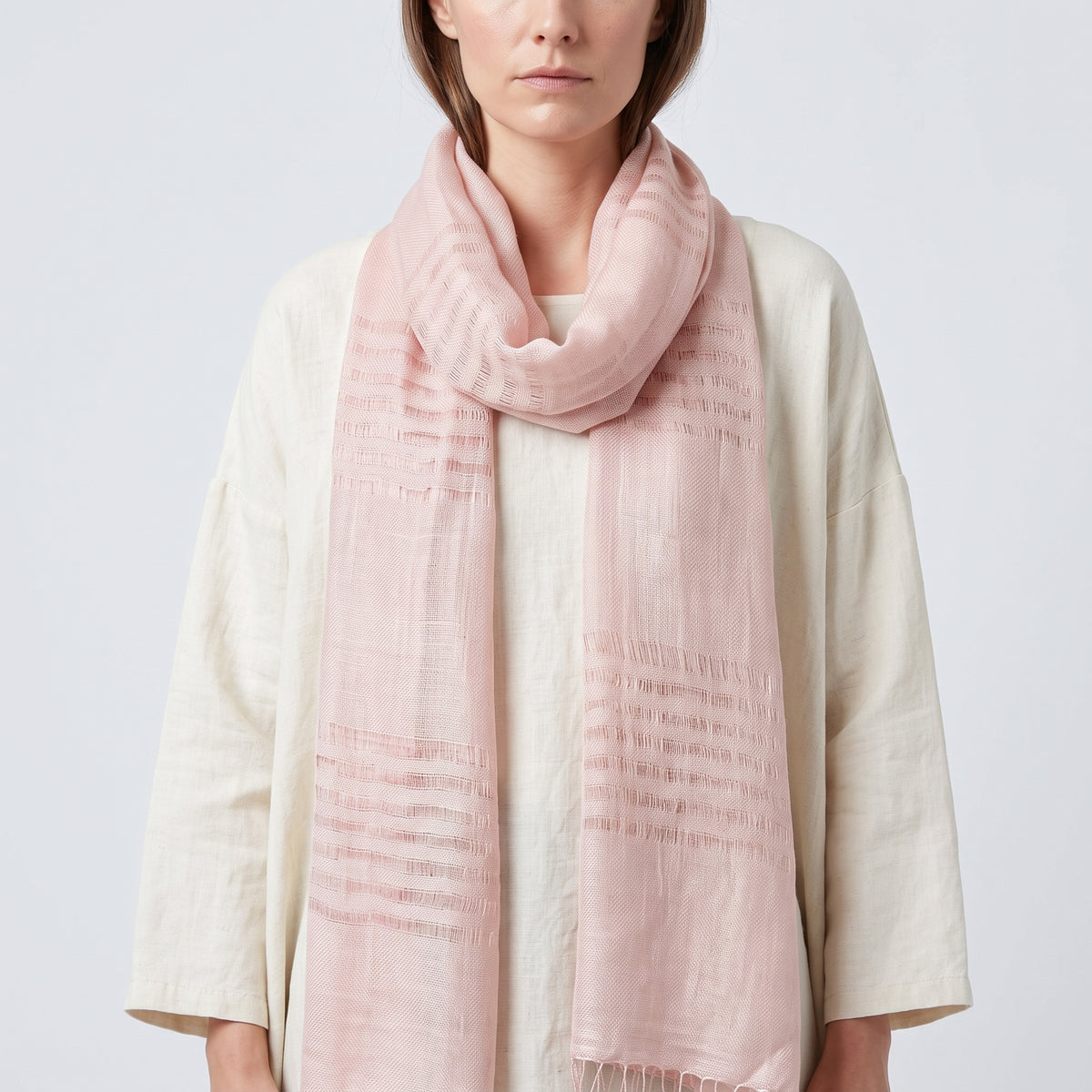 Lightweight Fringed Linen Scarf