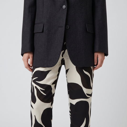 Monochrome Leaf Print Trousers