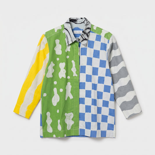 Artistic Multi-Pattern Patchwork Shirt