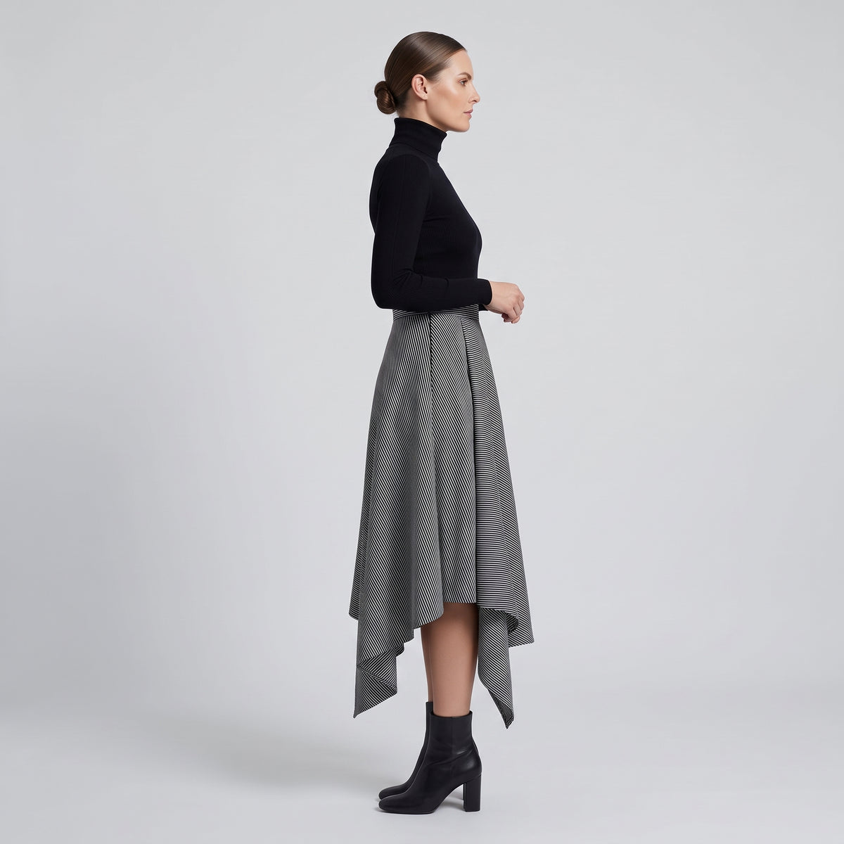 MYKKE HOFMANN Striped Asymmetrical Midi Skirt - view 4