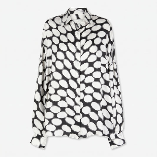 Abstract Print Silk Button-Down